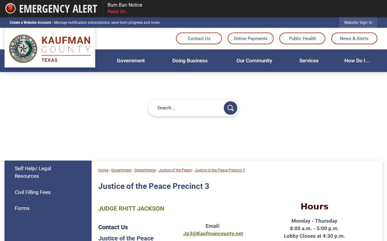 Kaufman County JP3 official warrant signing and payment information