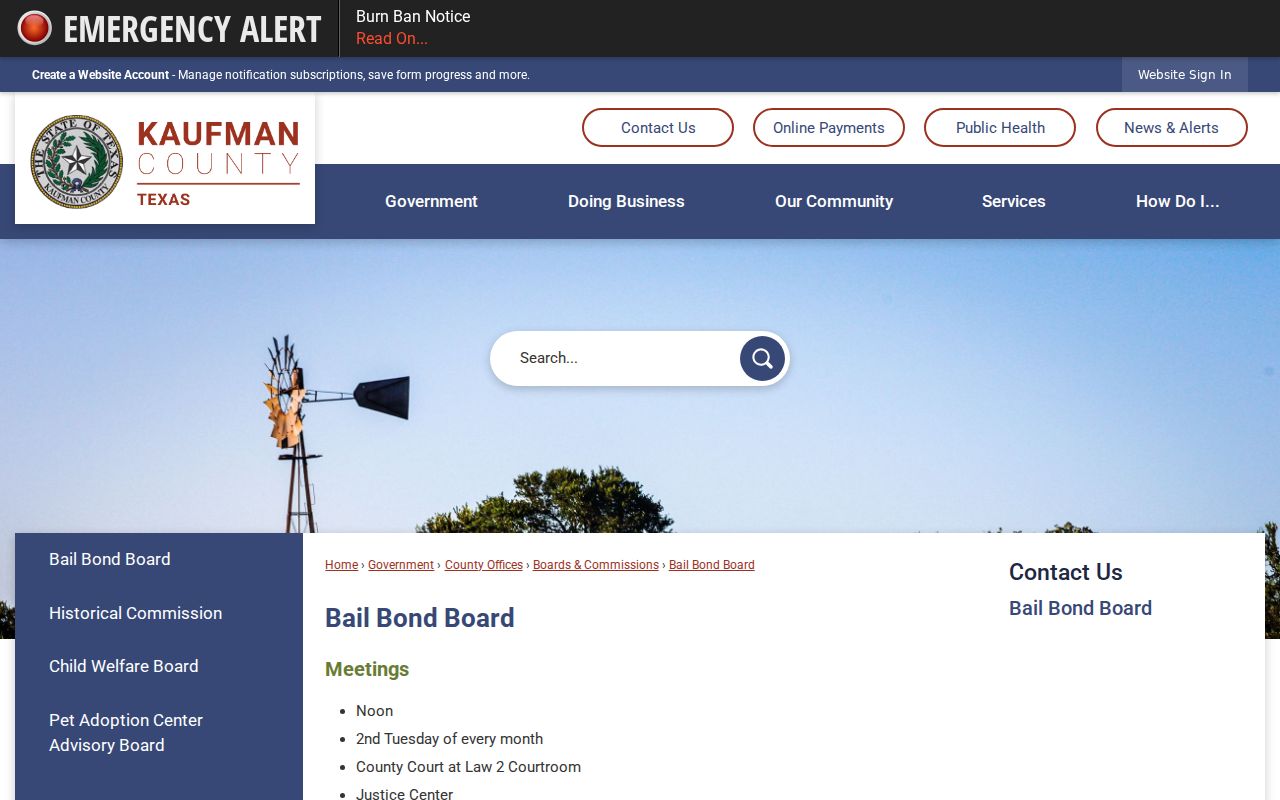 Kaufman County Bail Bond Board overview and approved surety information