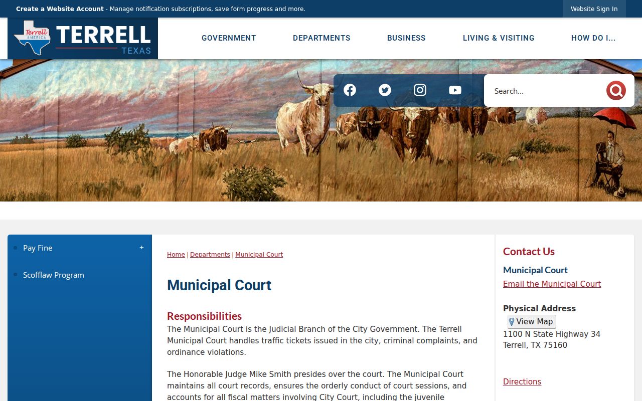 Terrell Municipal Court records and contact page