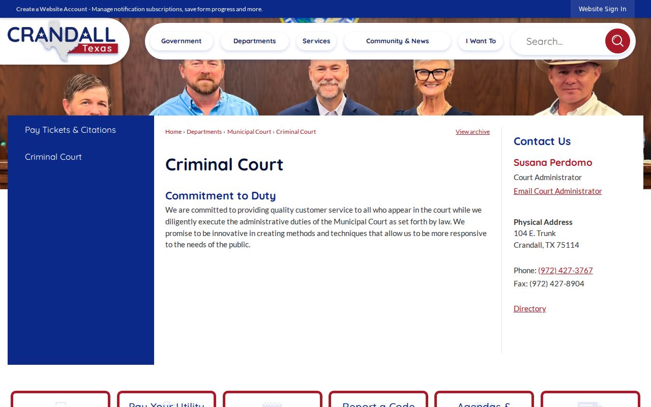 Crandall Municipal Court contact and administrator information