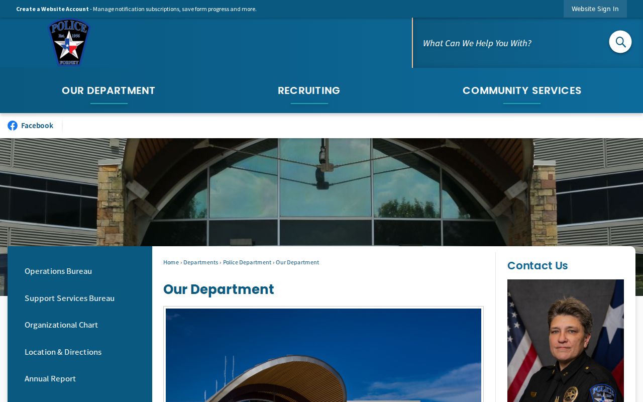 Forney Police Department public information and contact page