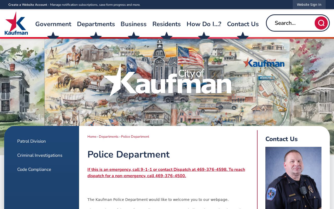 Kaufman Police Department public records and contact information