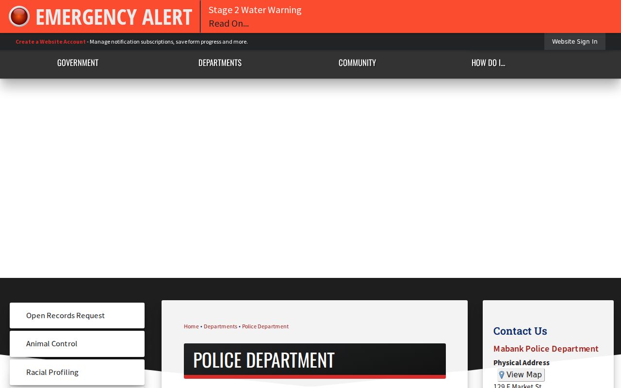 Mabank Police Department open-records contact details